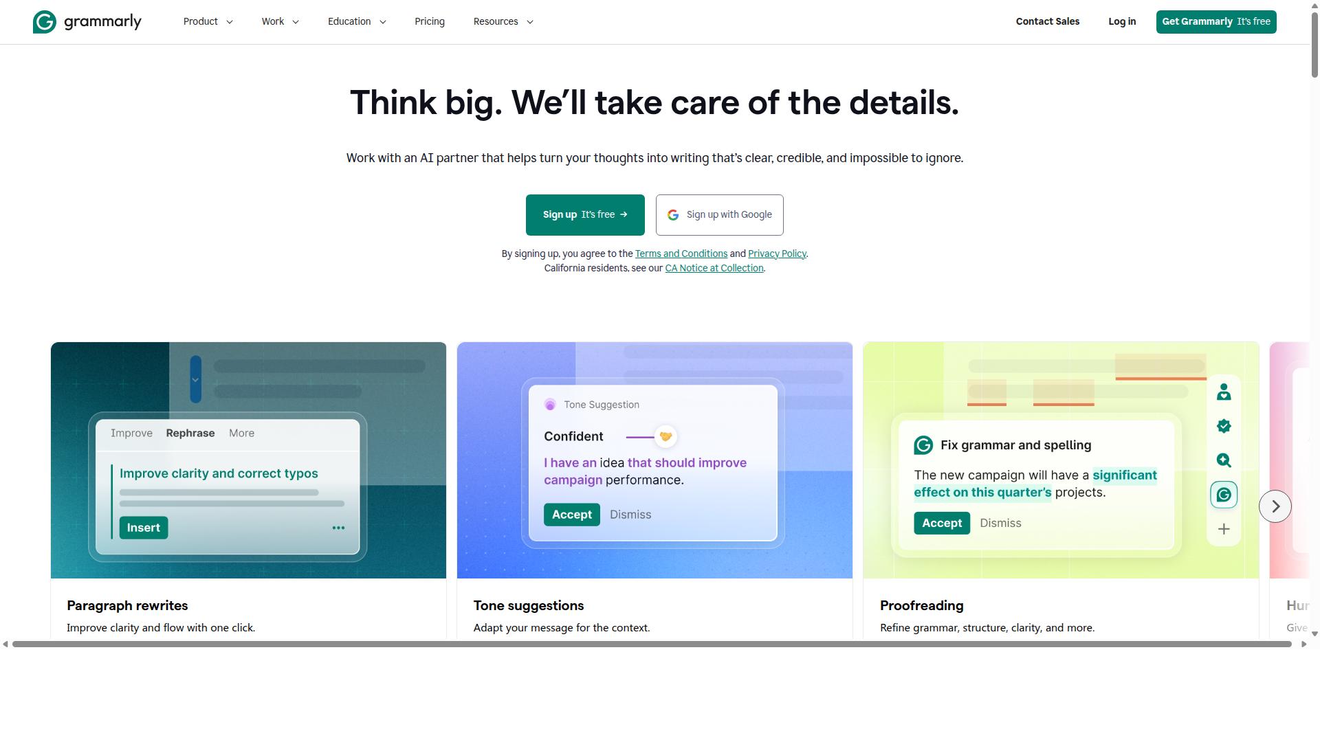Grammarly Writing Assistant website